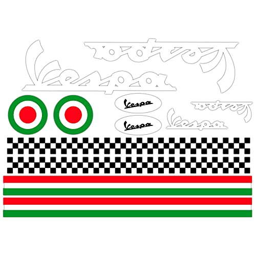 Adesivi Casco Kit Vespa Bianco Strisce Italia Helmet Vinile Lucido
