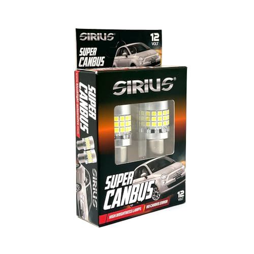 Sirius - Lampade Led 21/5W - Lampade Di Servizio, Compatibili 100% Su Auto/Moto, Super Can-Bus P21/5W 12V - Bianco 6000K - Con Queste Lampade Basta Sp