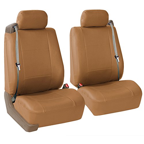 Fh Group Set Di Coprisedili Anteriori In Finta Pelle Per Sedili Posteriori Bassi Con Poggiatesta Rimovibile, Misura Universale, Compatibile Con Airbag