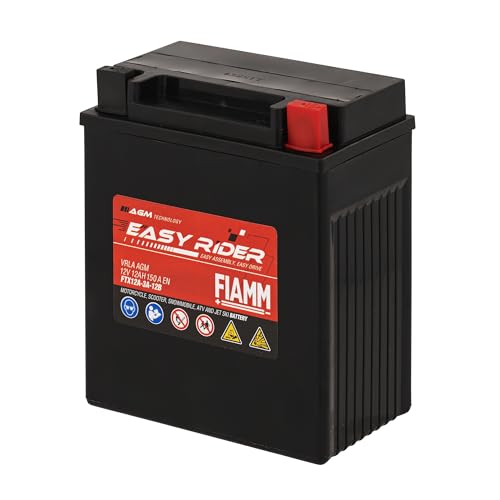 Fiamm Batteria Per Moto E Scooter Ftx12A-3A-12B 12Ah 150A, Batteria Easy Rider Agm Technology, Massima Potenza Di Avvio,Senza Manutenzione, Già Carica