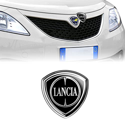 Lancia 21264 Adesivo 3D Logo Ufficiale Per Ypsilon Nero, Anteriore, 58 X 60 Mm