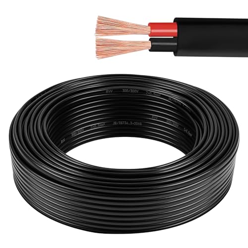 Aohewei Cavo Piatto Doppio A 2 Conduttori 2×0.5Mm² 2 Conduttori Cavo Elettrico In Rame 5V 12V 24V 60V, Cavo Per Barche Automobilistiche Rosso/Nero A P