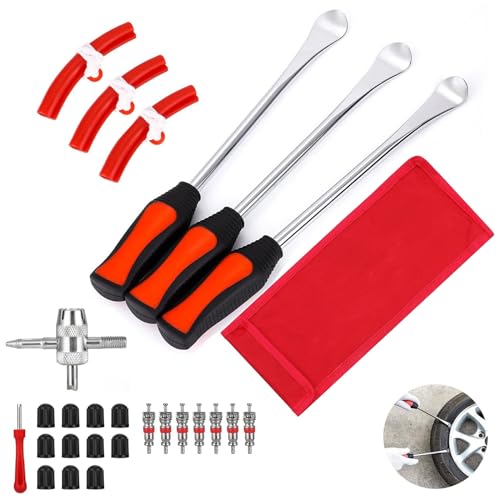 Intckwan Leva Di Montaggio Per Pneumatici Moto, 3 Pizze Leve Smontagomme Bici Da 11,5", Attrezzo Per Montaggio Pneumatici Con 3 Protezioni Per Cerchi,