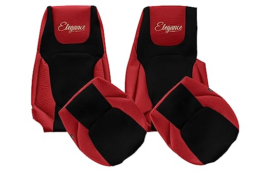 F-Core Coprisedili Camion Compatibile Per Daf Xg+ Xg Xf Ng 10.21- Guida Pieghevole Passeggero Senza Tavolino Rosso