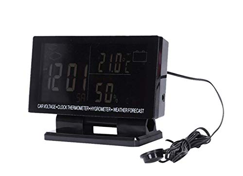 Termometro Per Auto, Igrometro Termometro Per Orologio Digitale Lcd, Meteo, Batteria Monitor E Orologio Digitale Per Sveglia, 120X60X20Mm