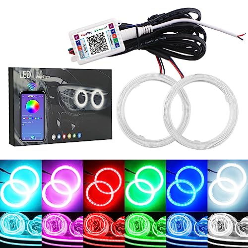 Qasim 1 Paio Da Led Cob Fari Angel Eyes Halo Rings Anello Halo Occhi D'Angelo Universale Per Auto Da Moto Drl Spia Faro Con Coperchio Controllo Dell'A