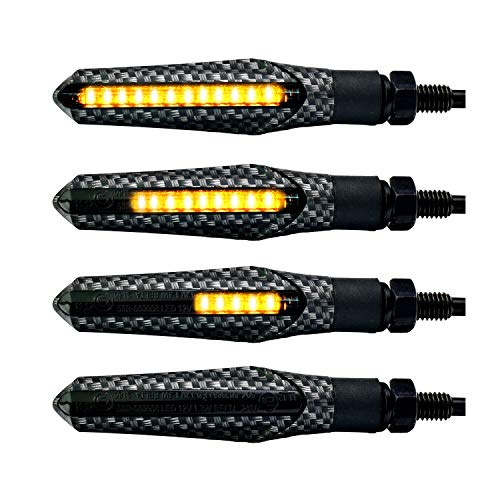 Simda Pro Indicatori Led Dinamici Per Moto Carbon Omologati E-Mark Con Effetto Scorrimento Design Universale Nero Per Moto Quad Atv Alta Luminosità No