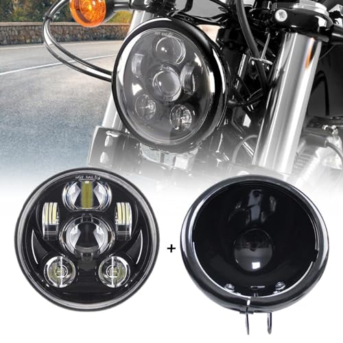Skuntuguang 5.75 Pollice Moto Led Faro Lampada Angel Eye Con Fari Housing Secchio Per Harley Nero Proiettore