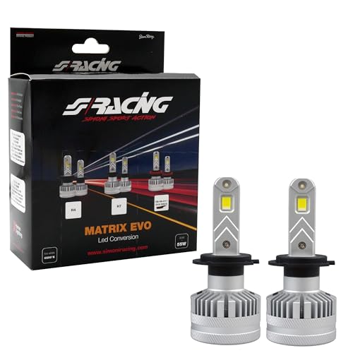 Simoni Racing H7 Kit 2 Lampadine A Led Conversion Matrix Evo, Attacco H7, 7000 Lm 6500°K Luce Bianca
