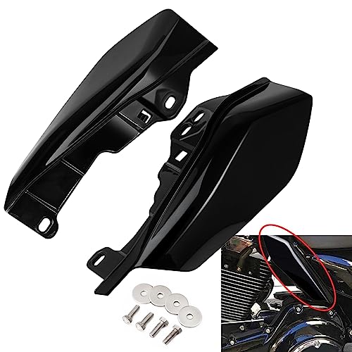 Pbymt Deflettore D'Aria Mid Frame Compatibile Per Harley Touring Road King Street Electra Glide 2009-2023 (Nero Lucido Vivido)
