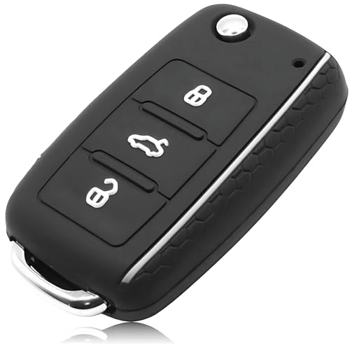 Foamo Custodia Per Chiave Dell'Auto, Compatibile Con Vw Golf 6, Seat, Skoda, In Silicone, Per Chiavi Dell'Auto, Colore: Bianco E Nero