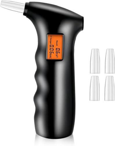 Vaestarpro Etilometro Elettronico E 5 Bocchini, Display Digitale Lcd, Professionale Portatile Sensore A Semiconduttore Tester Di Alcool Con Allarme, P