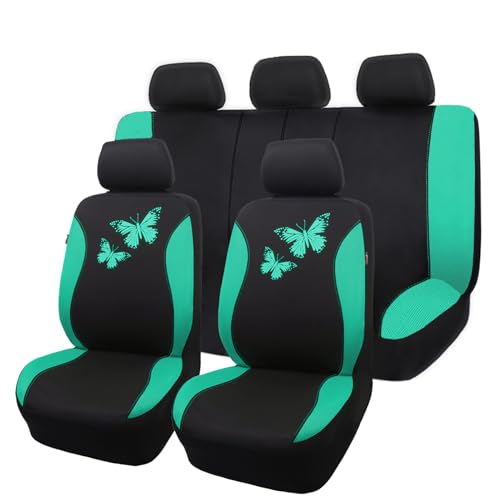 Flying Banner Coprisedili Per Auto In Rete Traspirante, Motivo A Farfalla Colorata, Protezione Compatibile Con Airbag (Set Completo, Verde Menta)