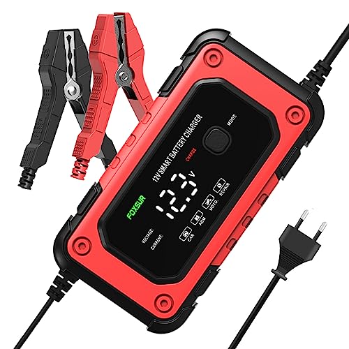 Caricabatterie Auto E Moto 12V 6A, Automatico Caricabatterie E Mantenitore Intelligente Carica Batteria Portatile Con Schermo Lcd Per Auto Moto Camion