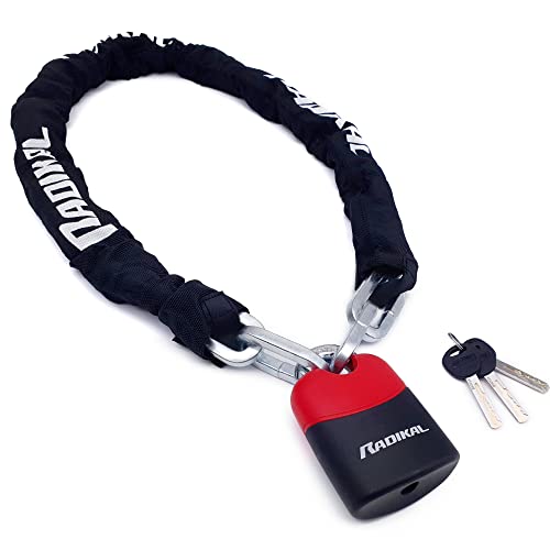 Radikal Rk4120 Antifurto Moto Catena Antitaglio Cementata Ø10, Lucchetto Bici Alta Sicurezza, Serratura Antiscasso, Catenaccio Antifurto Per Garage E