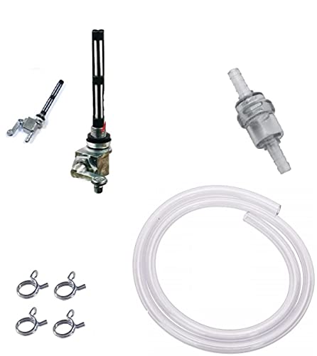 Universale Rubinetto M10X1 + Tubo Benzina + Filtro + Collare Carburante Moto Ciclomotore Vintage Cromo