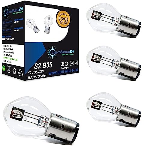 Lightworld24 - Set Di 4 Fari Alogeni Ba20D S2, 35/35W, 12V, Per Moto, Abbaglianti, Anabbaglianti, Scooter, Scooter, Scooter Bilux