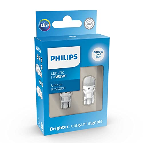 Philips Ultinon Pro6000 Led T10 Lampadina Di Segnalazione Per Auto (W5W), 8.000K Cool Blue, Versione Precedente