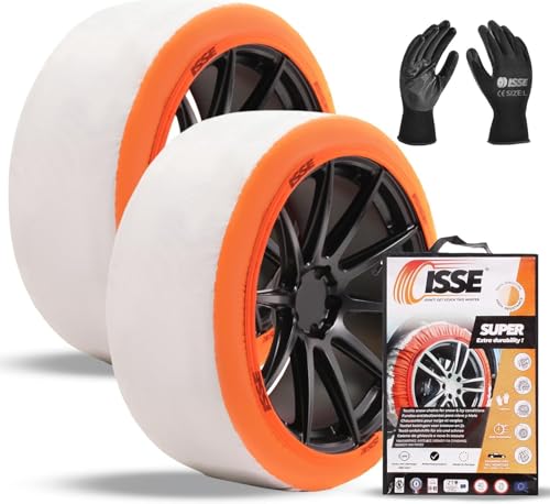 Isse Super T 70 - Calze Da Neve Omologate Italia En 16662-1 – Catene Da Neve Tessili Facili Da Installare - Resistenti - Kit Con 2 Calze Da Neve E Gua