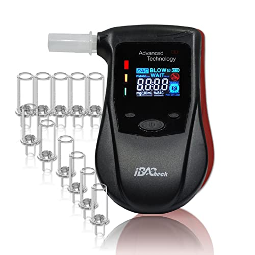 Ibacheck Etilometro Portatile Con Sensore A Semiconduttore, Etilometro Digitale Ricaricabile Con Funzione Prelert, Alco Test Con 4 Unità Di Default E