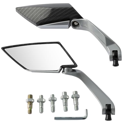 Coppia Specchietti Retrovisori Specchi Moto Scooter Custom Nero Dx+Sx