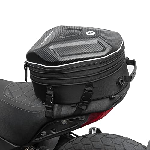 Rockbros Borsa Posteriore Per Sella Moto, Impermeabile, Zaino Rigido Per Casco, Espandibile Design, Grande Capacità 20-35L, Copertura Antipioggia In R