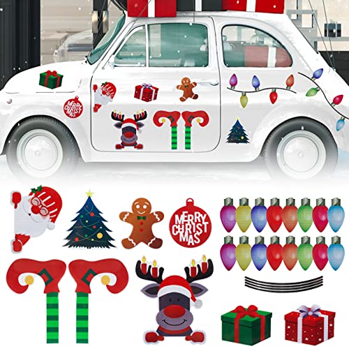Betessin 28Pz Adesivi Auto Natale Adesivi Riflettenti Di Sicurezza Avvertimento Natalizi Adesivi Catarirangente Per Auto Adesivi Di Riflettenti Natali
