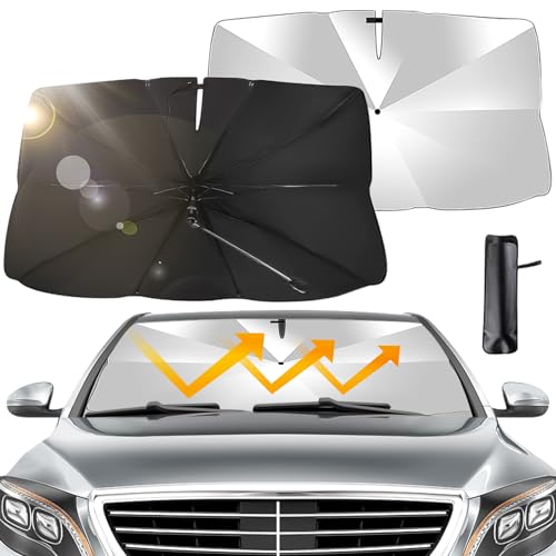 Ombrello Parasole Auto Parabrezza,Parasole Auto Ombrello,Parasole Auto Parabrezza Interno,136.5 * 76Cm,Blocca Il 99.9% Dei Raggi Uv, Pieghevole,Per Su