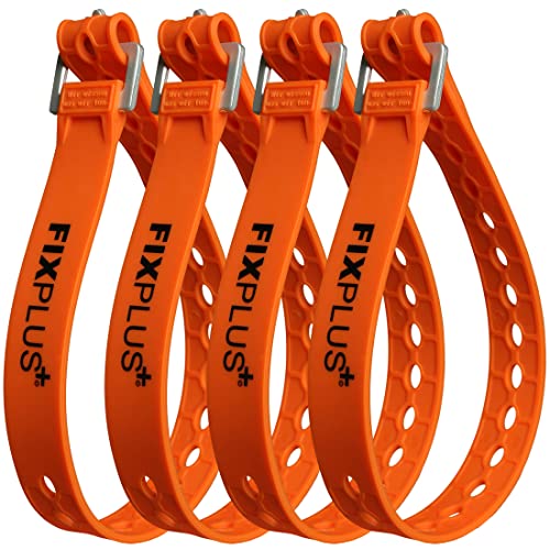 Fixplus Strap 4-Pack - Lashing Strap Per Assicurare, Fissare, Impacchettare E Legare, In Plastica Speciale Con Fibbia In Alluminio 66Cm X 2.4Cm (Aranc