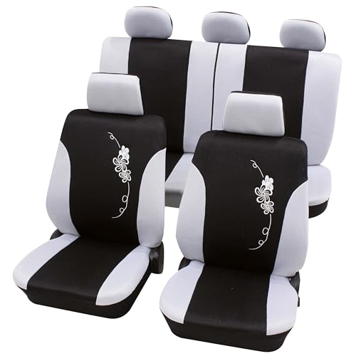 Petex Set Di Coprisedili Universali Eco Class Flower Bianco, 17 Pezzi, Misura Sab 1 Vario Plus