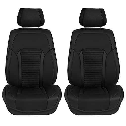 Fh Group Set Di 2 Coprisedili Per Auto, Camion, Suv, In Ecopelle, Impermeabili, Universali, Colore Nero