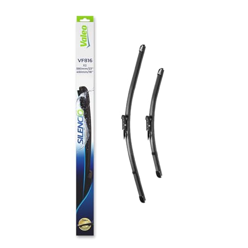 Valeo Silencio Tergicristalli Vf816 Kit Di Spazzole Tergicristallo Originali Flat Blade Ad Alte Prestazioni, Maggior Visibilità Su Strada 580Mm/450Mm