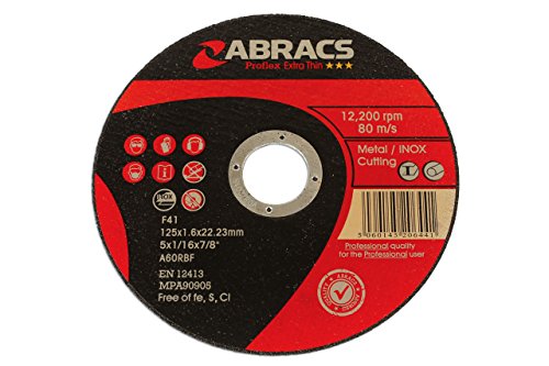 Connect 32197 Abracs Extra Thin Flat Cutting Discs 125Mm X 1.6Mm 10Pc