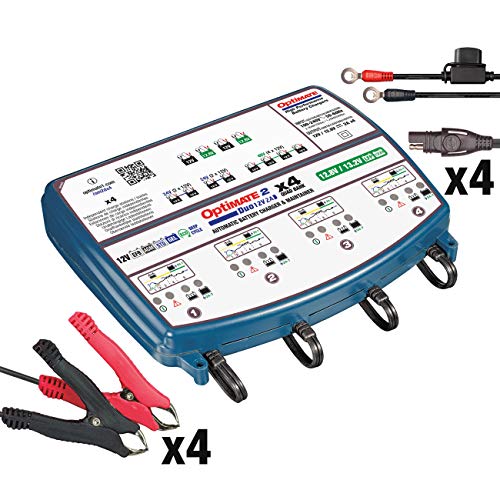 Optimate Tecmate 2 Duo X 4 Bank, Tm574, Serie Bronze: Caricatore E Mantenitore Ermetico Di Carica A 5 Fasi Per Batterie Da 4X 12V / 12,8V 2A