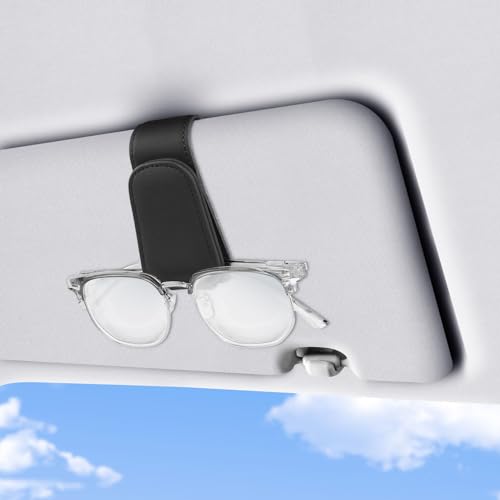 Romon Porta Occhiali Auto, Portaocchiali Auto Universale Porta Carte Magnetico In Pelle Da Visita Supporto Per Occhiali Sole Da Auto, Accessori Auto I