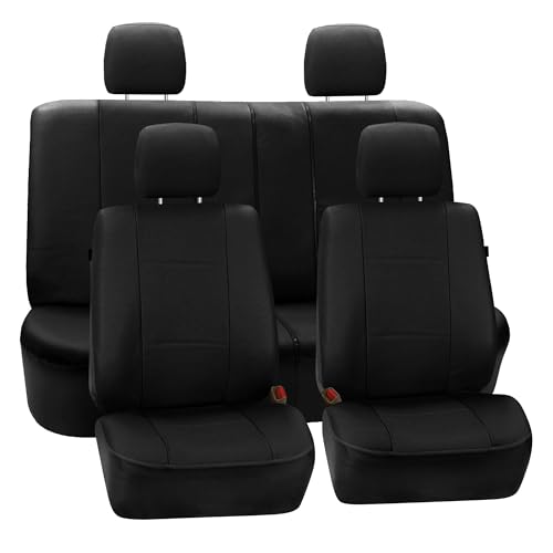 Fh Group - Coprisedili Da Auto In Similpelle, Set Completo Di Lusso, Colore: Nero