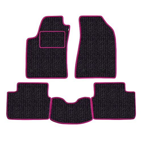 Set Tappetini Realizzato Per Jaguar Xj Anno Dal 2003 Al 2010 In Moquette Di Fibra Fondo Antiscivolo In Antracite C/Bordi Fucsia