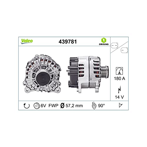 Valeo 439781 Alternatore Amperaggio: 180 Amp Alette: 6 Alette Diametro Puleggia: 57,2 Mm Voltaggio: 14 V Direzione Di Rotazione: Clockwise