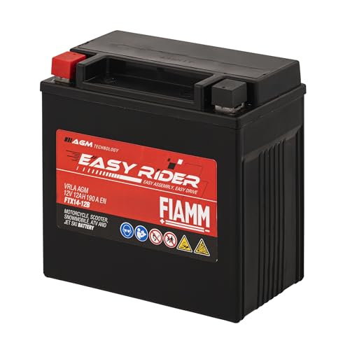 Fiamm Batteria Per Moto E Scooter Ftx14-12B 12Ah 190A, Batteria Easy Rider Agm Technology, Massima Potenza Di Avvio,Senza Manutenzione, Già Carica, Pr