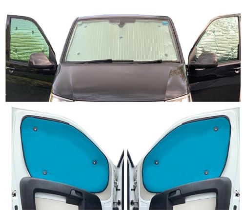 Parasole Parabrezza Auto Parasole Interno Compatibile Con Mercedes Viano (2003-2014)(Set Completo) Dorso Acqua,Reversibile E Termico