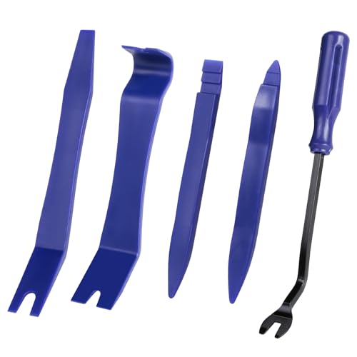 Aiqinu Kit Smontaggio Plastiche Auto 5 Pezzi, Kit Smontaggio Pannelli Auto, Leve Plastica Smontaggio Auto Per Pannelli Auto Autoradio Cruscotto (Blu)