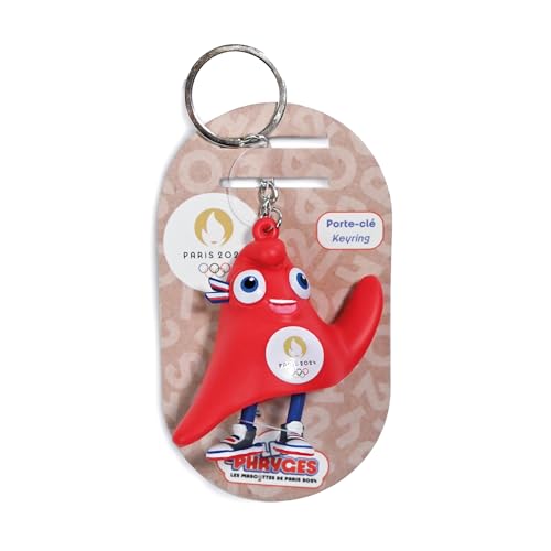 Paris 2024 Paris 2024-Jo Giochi Olimpici Porta Cles Mascotte Phryge Jo, Jo2415, Rosso, 7 Cm