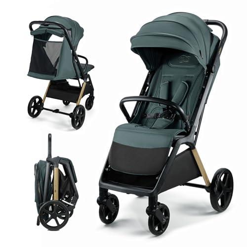 Kinderkraft Loom Passeggino Leggero Fino 27Kg, Chiusura Con Una Mano, Cesto Sotto, Capottina Estensibile Con Tettuccio, Barra Di Sicurezza, Fino A 4 A