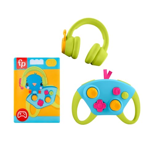 Fisher-Price - Set Level-Up Little Gamer, 3 Giochi A Tema Gaming Per Lo Svliuppo Della Dentizione, Controller, Cuffie E Sonaglino Frusciante, Giocatto