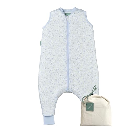 Molis&Co. Sacco Nanna Con Piedini - Sacco Nanna Primaverile E Autunno - Sacco Nanna 1 Tog - Leggermente Imbotito - 100% Cotone (Oeko-Tex 100) - Blue L