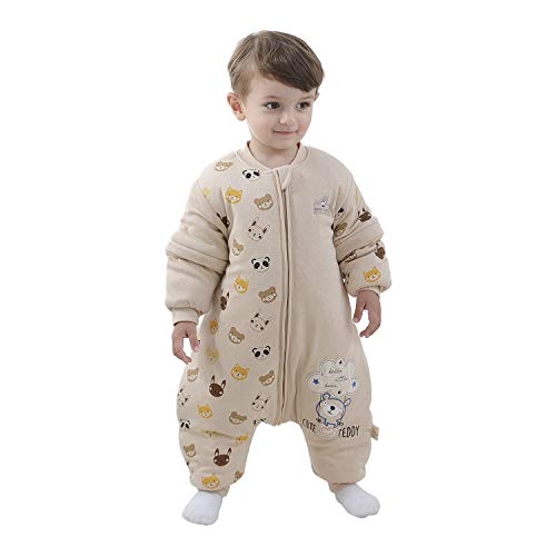 Mosebears Sacco Nanna Per Bambino Con Gambe Sacco Nanna Per Bambini Foderato In Caldo Invernale Con Maniche Staccabili, Pigiama Unisex Per Bambina