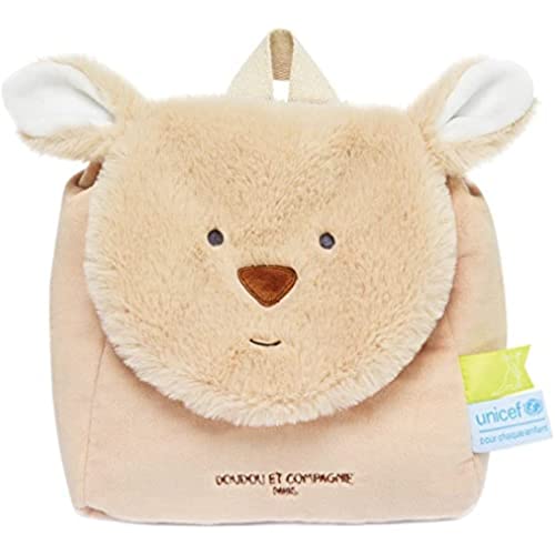 Doudou Et Compagnie - Zaino Canguro - Unicef - 20 X 20 X 10 Cm - Chiusura In Velcro - Cinghie Regolabili - Beige - Idea Regalo Per La Nascita Di Ragaz