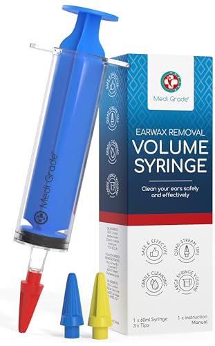 Kit Pulisci Orecchie – Pulizia Orecchie E Rimozione Cerume By Medi Grade – Kit Per Pulire Orecchie Con Siringa Orecchie Da 60 Ml Con 3 Punte Quad-Stre