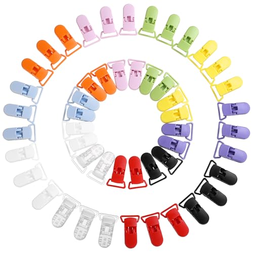 Lihao T-Figura Plastica Ciuccio Clips Clips Bretella Supporti Per Baby Placifier E Giocattoli - Confezione Da 50Pcs, 10 Colori