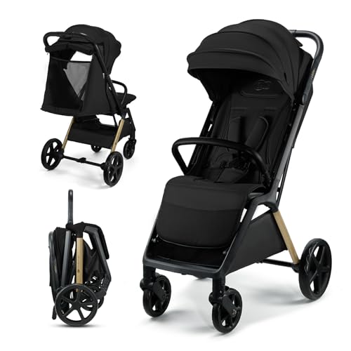 Kinderkraft Loom Passeggino Leggero Fino 27Kg, Chiusura Con Una Mano, Cesto Sotto, Capottina Estensibile Con Tettuccio, Barra Di Sicurezza, Fino A 4 A